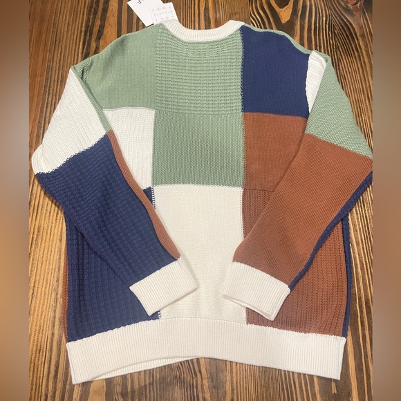 Denim & Flower Men's Colorblock Crewneck Sweater-Green, Blue, Brown, White, NWT - Picture 7 of 7